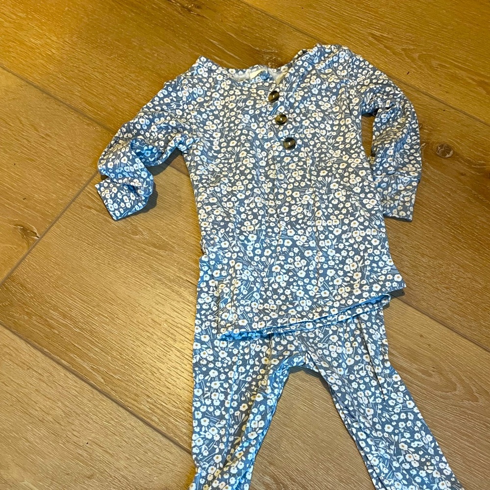 Lou Lou & Company blue floral top + bottom set 6-12month